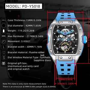 นาฬิกาข้อมือผู้ชาย PAGANI Design รุ่น PD-YS018 ขนาด 42 มม. หน้าปัดแบบ Skeleton ระบบจักรกล แบรนด์ดัง กระจกแซฟไฟร์ นาฬิกาอัตโนมัติ กันน้ำได้ 50 เมตร - Product Image 6
