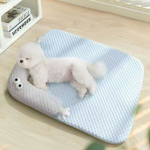 Niedliches Blaues Katzenbett, Kühlende und Erfrischende Eisseide Katzen- und Hundebett mit Kissen - Product Image 2