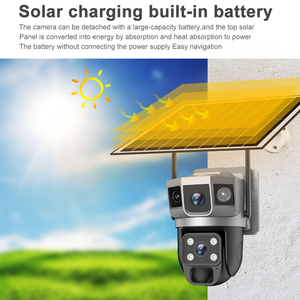 Cámara de Seguridad Solar PTZ con Doble Lente y Vista de 360°, Sistema de Alarma Inalámbrica con Detección de Movimiento, Aplicación Remota 4G, Cámara Solar AOV - Product Image 3