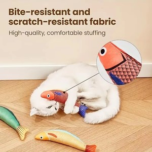 Jouet écologique pour chat en forme de poisson, cataire interactif durable avec son pour mâcher, chasse, jouer, fournitures pour animaux de compagnie, cadeau - Product Image 5