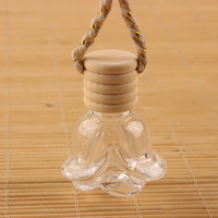 Diffuseur de parfum pour voiture suspendu 6 ml, flacon vide en verre pour huiles essentielles, désodorisant de voiture avec couvercle en bois
