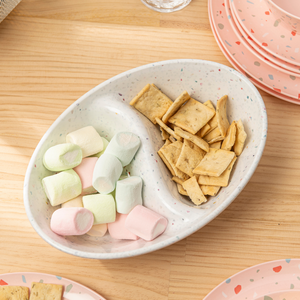 Juego de vajilla blanca clásica de 2 unidades, plato para servir dividido moteado con diseño de logotipo, control de poción hecho de melamina duradera - Product Image 4