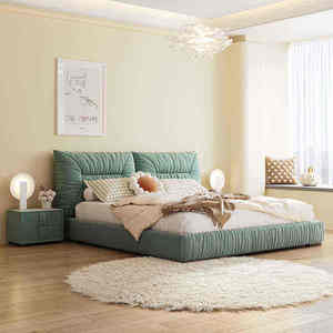 Nuovo Letto di Design Creativo <span class=keywords><strong>Bao</strong></span> <span class=keywords><strong>Tou</strong></span>, Lussuoso e di Alta Gamma, Rivestito in Pelle, con Gambe in Acciaio Inossidabile, Moderno Letto in Legno Misura King/Full - Product Image 4