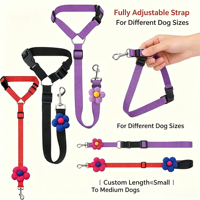 Ceinture de sécurité pour animaux de compagnie avec décor floral multicolore, sangle de sécurité anti-évasion réglable et robuste pour chien et chat en voyage en véhicule