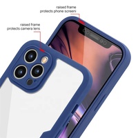 Coque de téléphone portable, 3 en 1, en TPU acrylique, hybride, pour iPhone 12 Pro, protection complète, transparente, avec protecteur d'écran, accessoires