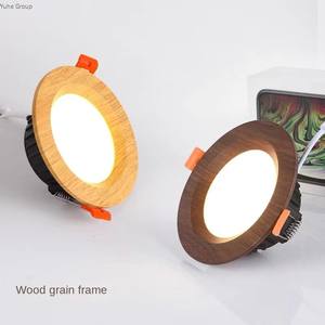 Plafonnier LED encastré en bois ultra-fin à trois couleurs réglables, moderne, pour la maison, le bureau, anti-éblouissement, panneau lumineux LED pour couloir - Product Image 1