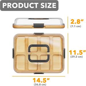 Planche à charcuterie en bambou avec couvercle et poignée, compartiments intégrés, couvercle transparent pour vin, assiettes d'apéritif, plateau à fromage - Product Image 2