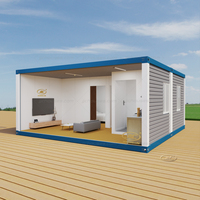 Maison conteneur modulaire préfabriquée en acier avec panneaux sandwich, toit en pente, bureau portable, espace de vie