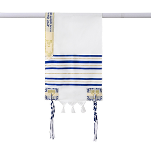 儿童塔利特弥赛亚犹太塔利特蓝色和金色祈祷披肩塔利特烛台袋祈祷围巾30x105cm厘米 - Product Image 1