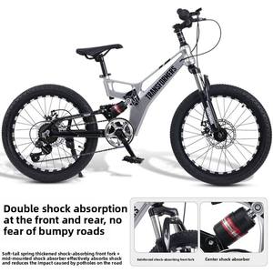 Bicicleta de Montaña de 7 Velocidades con Suspensión Completa, Cuadro de Aleación de Magnesio, Frenos de Disco Dobles, Pedales Ordinarios, Bicicleta de Carretera y Senderismo para Adultos Unisex - Product Image 5