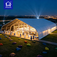 Tente de réception moderne à poutres courbes, robuste, imperméable, avec structure en aluminium, pour lancement de voitures, salons professionnels et expositions