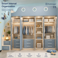 Ensemble de meubles de chambre d'enfant bleu moderne, bureau d'étude intégré personnalisé, armoire, suite de chambre d'enfant modulaire pour villa CE