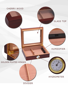 Humidor de Puros Clásico de Madera Hannicook con Higrómetro y Humidificador, MOQ Pequeño, Técnica de Laca para Almacenar de 20 a 30 Puros - Product Image 3