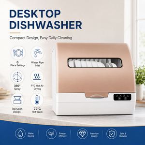 Lave-vaisselle de comptoir pour 6 couverts avec 72 programmes ° Sèche-cheveux à air chaud PTC C Hot Wash 360 °   Entrée d'eau à conception ouverte par pulvérisation - Product Image 2
