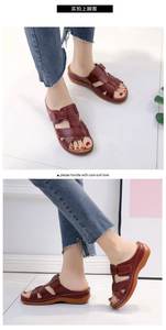 Sandalias de cuña de verano para <span class=keywords><strong>mujer</strong></span>, sandalias ortopédicas Premium con punta abierta, zapatos Retro de plataforma informales de cuero Pu antideslizantes Vintage para <span class=keywords><strong>mujer</strong></span> - Product Image 4