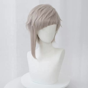 Venta al por mayor Nakajima <span class=keywords><strong>Atsushi</strong></span> peluca Cosplay 35cm corto gris mixto Bungo perros callejeros Anime peluca sintética resistente al calor pelucas de pelo - Product Image 3