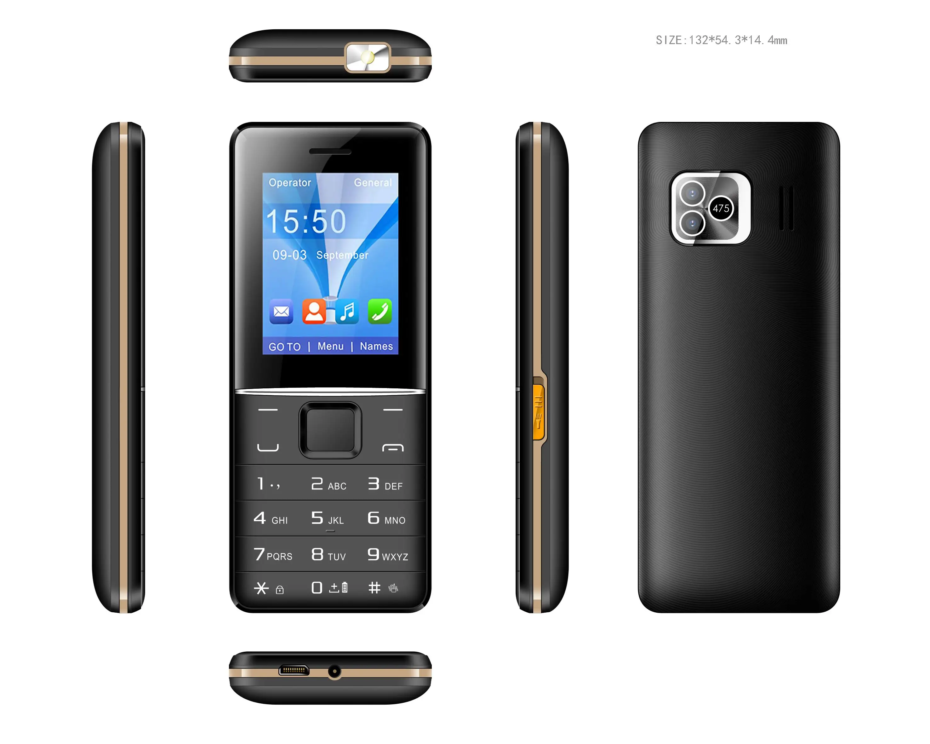 2 sim card 2 standby elder mobile phone 2.4 inch YW475 wireless FM 800mah long life battery power bank cellphone