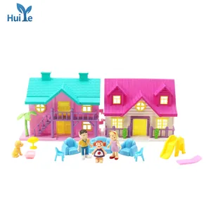 Huiye Set Rumah Mainan Edukasi Anak-anak, Aksesori Rumah Boneka Impian Mini Plastik untuk Anak Laki-laki dan Perempuan