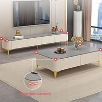 Meuble TV et armoire en bois massif de style européen moderne avec table basse ronde rétractable pour salon et chambre à coucher, console multimédia