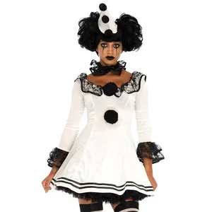 Белый и черный высококачественный удобный модный костюм Пьеро клоуна для Хэллоуина OEM/ODM