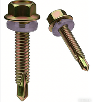 Carbon Steel Machine Thread Hex Washer Self Drilling Screw ST4.8x35 PVC Washer Color Zinc Finish