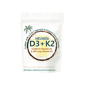 Suplemento Dietético <span class=keywords><strong>de</strong></span> Vitamina D y K Complex, 180 Cápsulas Blandas con <span class=keywords><strong>Aceite</strong></span> <span class=keywords><strong>de</strong></span> <span class=keywords><strong>Coco</strong></span> Virgen, D3 10000UI, K2 MK-7 200mcg, Apoyo Inmunológico - Product Image 1