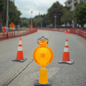 Factory Priced LED Cone Traffic Barricade Light Solar Battery Powered Bright for Roadway Safety - Product Image 1