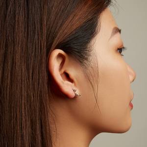 Mèo Bông Tai 925 Sterling Silver 14K Vàng Mạ Thiết Kế Thời Trang Phụ Nữ Đồ Trang Sức Lớn Dễ Thương Kitty Huggie Hoop Bông Tai - Product Image 5