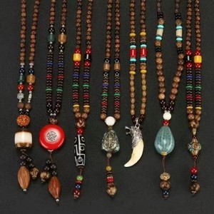Kalung Kayu Customizable Laris Manis, Serbaguna untuk Pria dan Wanita, Gaya <span class=keywords><strong>Retro</strong></span> Etnis, Rantai Sweater, Aksesoris Panjang, Cocok untuk Perjalanan - Product Image 3