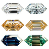 Moissanite synthétique couleur champagne, taille fantaisie hexagonale allongée, dureté 9.25, pour la fabrication de bijoux