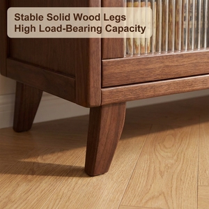 Armoire <span class=keywords><strong>de</strong></span> rangement <span class=keywords><strong>de</strong></span> salle à manger <span class=keywords><strong>de</strong></span> style mi-siècle en <span class=keywords><strong>bois</strong></span> massif <span class=keywords><strong>de</strong></span> luxe avec portes en verre cannelé et tiroirs, écologique et peu encombrante pour la maison - Product Image 6