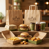 Boîte d'emballage alimentaire en papier jetable personnalisée pour la livraison de poulet frit et de frites, idéale pour les restaurants et la restauration