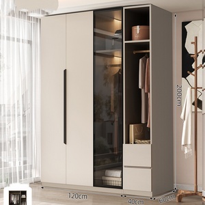 Moderner Kleiderschrank für Schlafzimmer Aufbewahrungsschrank mit Glastüren Modular Verstellbar Massivholz Öko-Board für Kleine Wohnungen - Product Image 3