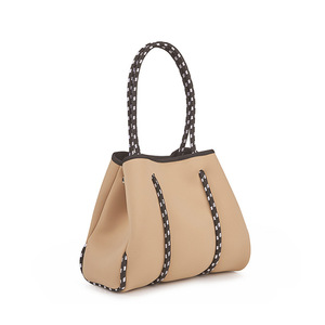Borsa da Spiaggia Leggera in Neoprene, Stampa Leopardata Mimetica Nera, Borsa Portatile da Viaggio e Shopping per Donne - Product Image 6