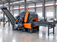 Broyeur à bois de type tambour avec système d'alimentation hydraulique et convoyeur de décharge, machine professionnelle de fabrication de copeaux de bois pour la production de MDF
