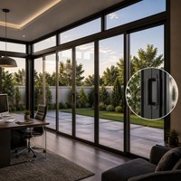 Véranda Moderne en Alliage d'Aluminium Noir avec Double Vitrage Trempé Low-E, Protection UV, Écologique, Isolation Thermique, pour Usage Résidentiel