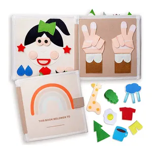 Commercio all'ingrosso bambino colorato feltro sensoriale libro tranquillo montessori interattivo morbido feltro occupato libri di stoffa per bambini