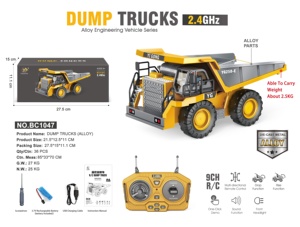 SJY-BC1047/BC1048 1/24 9 channel remote control bulldozer dump truck Excavator toy engineering truck alloy plastic with light - Product Image 5