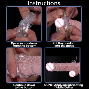 5 Stück Gerippte Kondome Wiederverwendbar G-Punkt-Stimulation Penis Verzögerung Ejakulation Partikel-Verlängerer Penis-Hülle für Männer - Product Image 3
