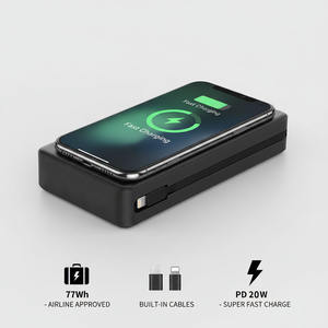 Sạc dự phòng khẩn cấp 20000mAh, tích hợp 2 cáp, sạc nhanh 20W, sạc di động đa năng với pin Li-Polymer 3.85V - Product Image 2