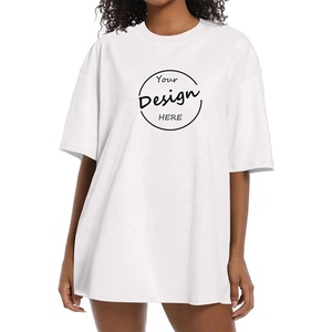 T-shirts à manches courtes col rond 60% coton 40% polyester personnalisés T-shirts blancs surdimensionnés à épaules tombantes pour femmes - Product Image 2