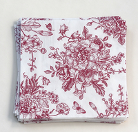 Serviettes en papier à imprimé floral rouge jetables, serviettes décoratives pour la décoration de table de mariage, 3 plis, 20 pièces