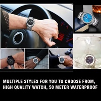 Reloj de Cuarzo para Hombre, Marca Privada OEM ODM, Acero Inoxidable, Resistente al Agua 5ATM, Diseño de Lujo, Movimiento Japonés, Caja Plateada