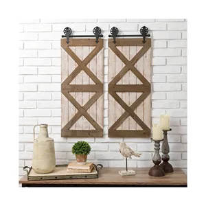 Barn Door Wall Plaque 2 Pieces Set Large Farmhouse Rustic Wooden Wall Decor Vintage Hanging Wall Wood Board Signs