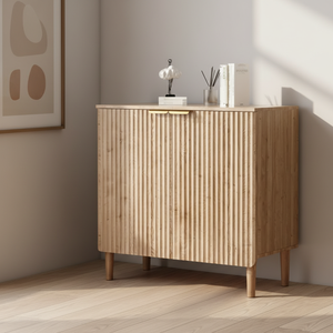 Buffet de rangement pour cuisine et salon, armoire à panneaux, <span class=keywords><strong>étagère</strong></span>s réglables modernes, double porte, table <span class=keywords><strong>console</strong></span> à nervures anti-bascule - Product Image 2