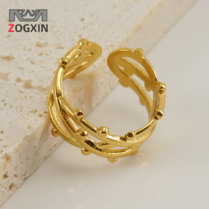 Zogxin Geometric Opening <b>Adjustable</b> <b>Ring</b> Gold Steel Color Women's Fashion Jewelry - Product Image 1