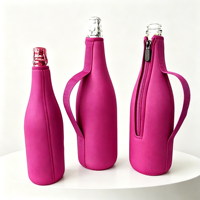 Manchon isotherme personnalisé en néoprène avec fermeture éclair pour bouteille de bière, porte-bouteille avec poignée, manchon isolant pour bouteille de champagne pour la plage et le camping