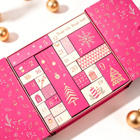Boîte en papier de calendrier de l'avent cosmétique de Noël personnalisée de luxe avec impression UV, 12 ou 24 jours, emballage pour bijoux et rouges à lèvres