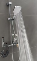 Ensemble de robinetterie de douche moderne à touches de piano pour salle de bain avec corps principal miroir et cadre de rangement intégrés dans une seule unité