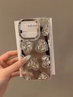 Coque de téléphone de luxe brillante en forme de cœur avec miroir pour iPhone 18 17 16 15 Pro Max 16 Pro 13 11 12, en acrylique scintillant avec strass